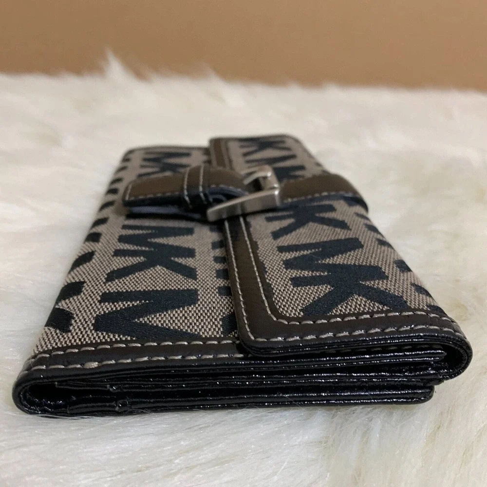 Michael Kors Black and Tan Logo Wallet - Picture 3 of 16